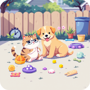 사랑스런 고양이와 강아지가 함께 행복하게 있는 이미지