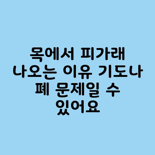 목에서 피가래 나오는 이유 기도나 폐 문제일 수 있어요