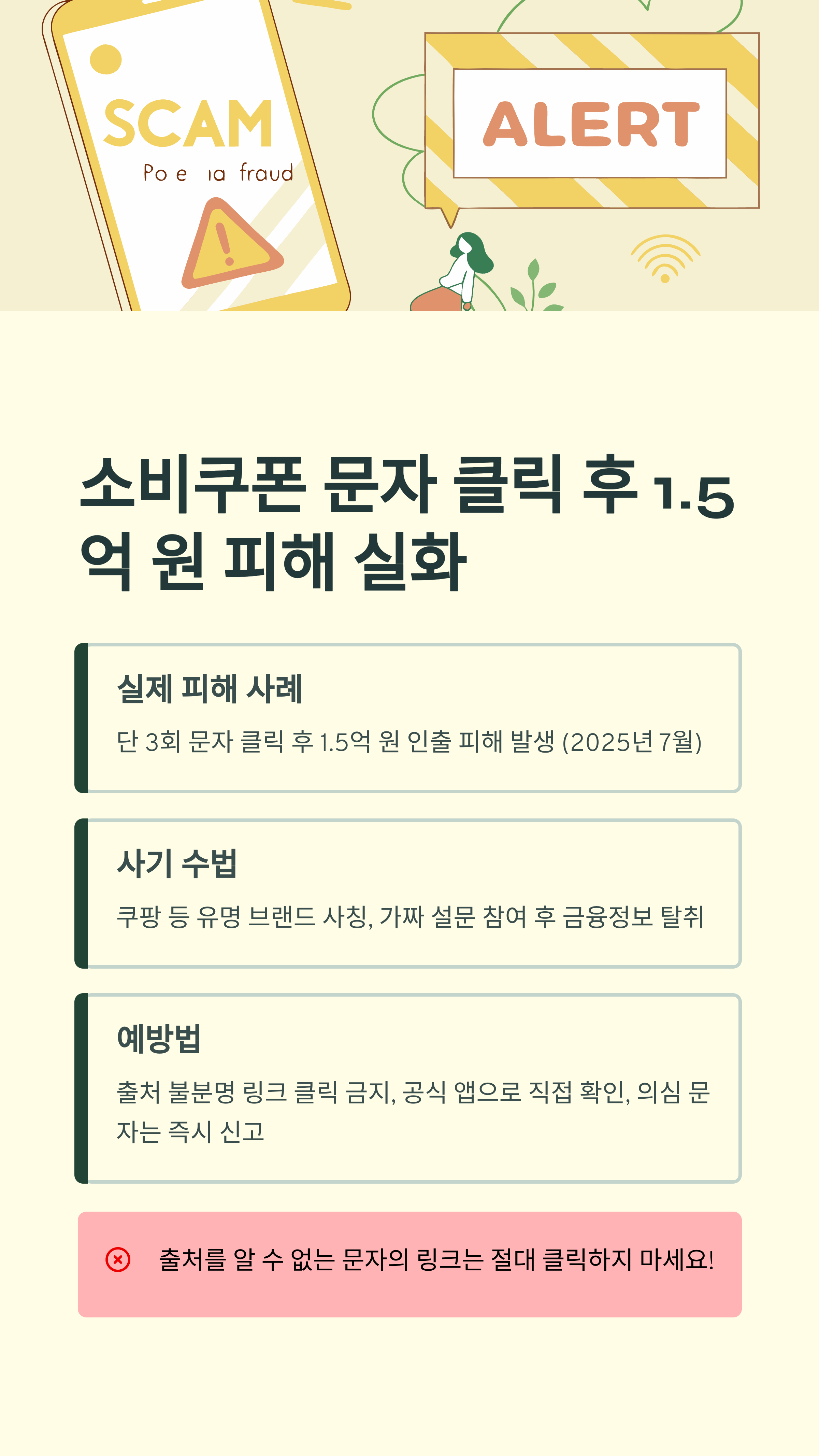 소비쿠폰 문자 클릭, 실제 피해 스토리