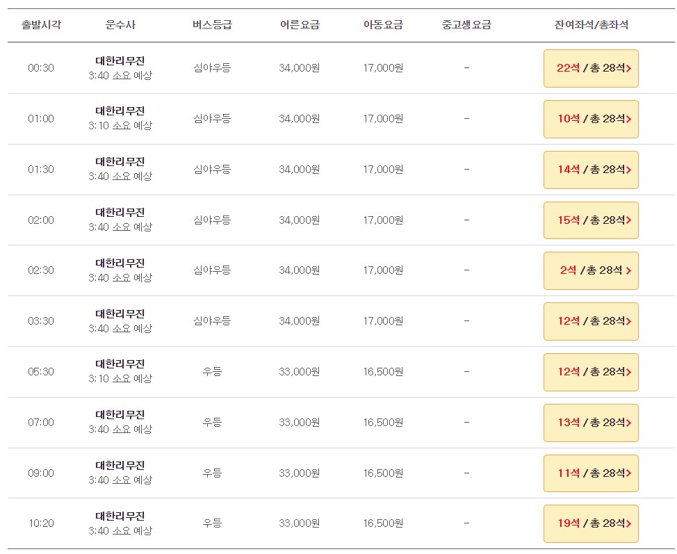 전주 인천공항 리무진 버스 시간표 요금 예약 방법