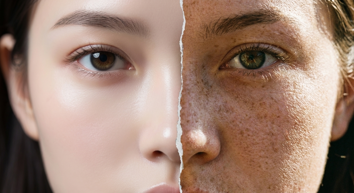 AI 모델별 피부 질감 표현의 차이를 극명하게 보여주는 비교 이미지