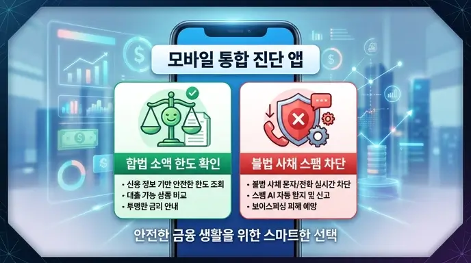 모바일 통합 진단 앱 합법 소액 한도 확인 및 불법 사채 스팸 차단
