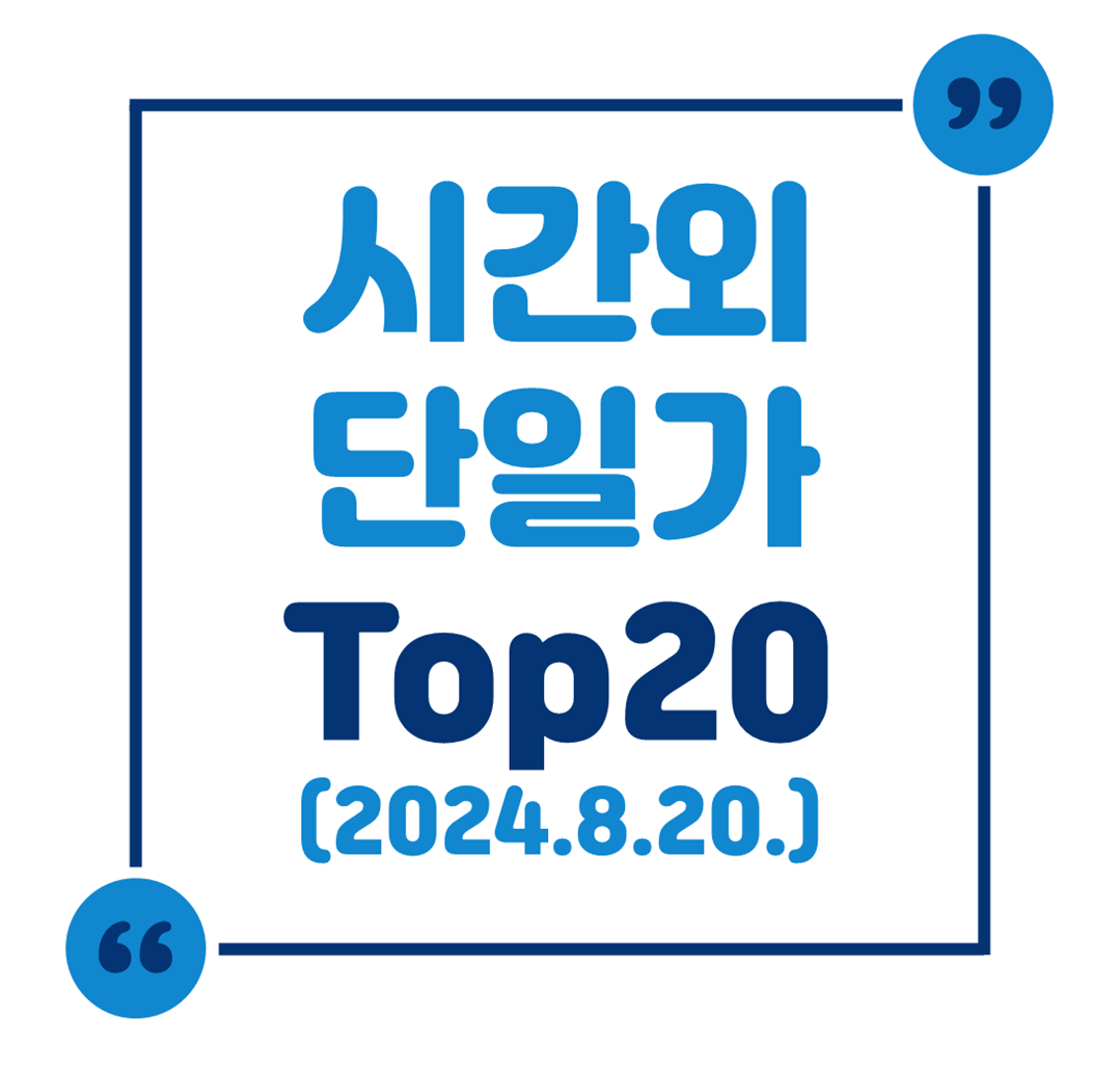 시간외 단일가 Top 20 (2024.8.20.)