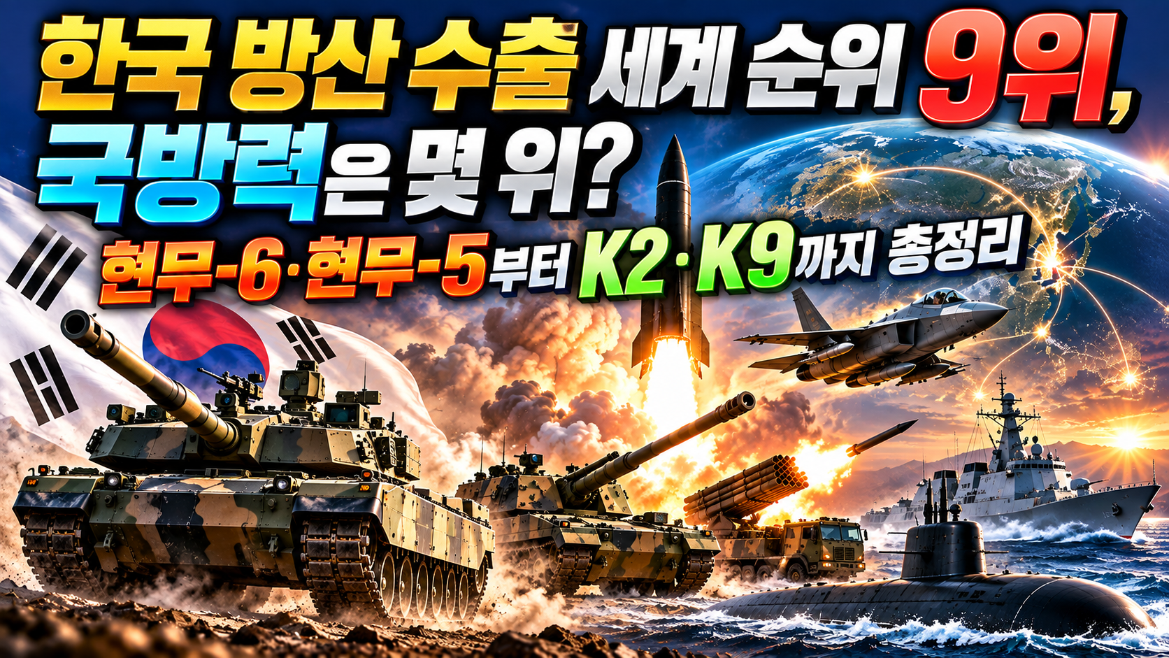 한국 방산 수출 세계 순위 9위, 국방력은 몇 위? 현무-6&middot;현무-5부터 K2&middot;K9까지 총정리 관련 사진