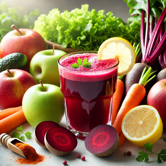 비트, 당근, 사과, 레몬을 활용한 간 해독 주스