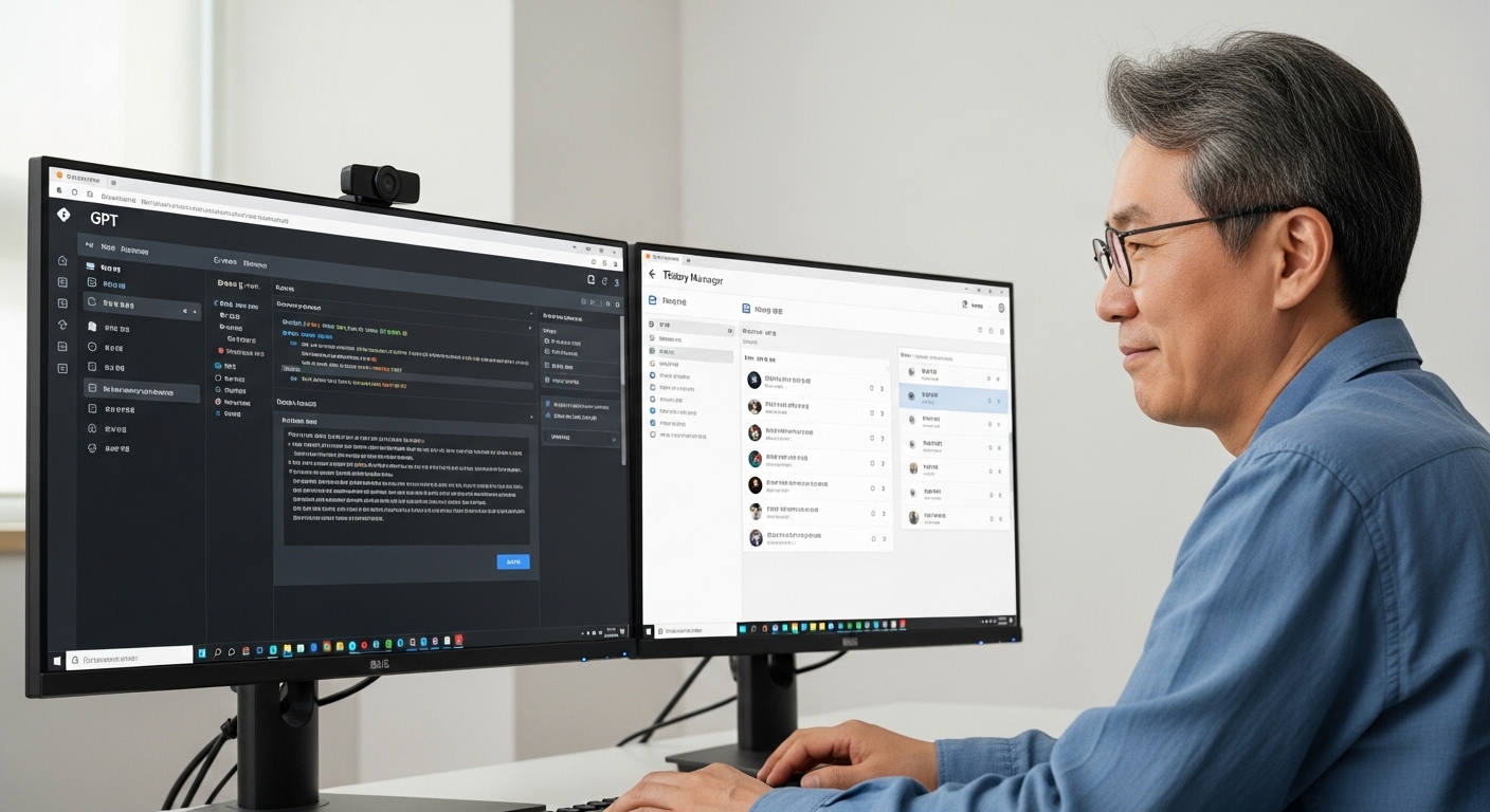 GPT와 티스토리를 함께 활용하는 중년 남성