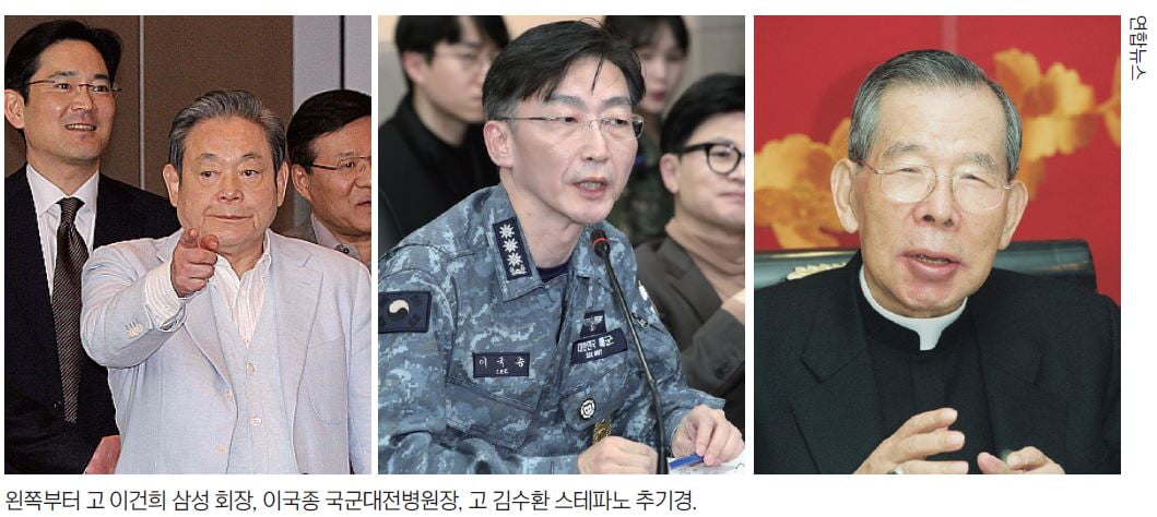 왼쪽부터고이건희삼성회장,이국종국군대전병원장,고김수환스테파노추기경.