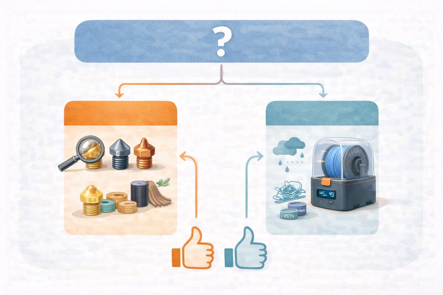 3D 프린터 필수 액세서리 구매 우선순위를 판단하는 3분 체크리스트 루틴 다이어그램 이미지