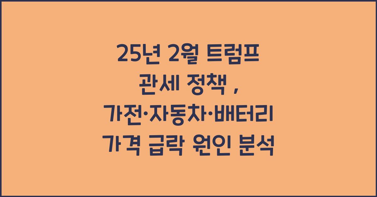25년 2월 트럼프 관세 정책 : 가전, 자동차, 배터리, 코인 시장 233조 증발 원인
