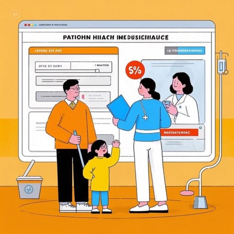 "가족이 건강보험료 납부 서류를 정리하는 장면. 배경에 &lsquo;2025년 건강보험료 미납 해결&rsquo; 텍스트와 공단 로고 흐릿하게 표시. 파란색과 초록색 톤으로 안정과 희망 강조."