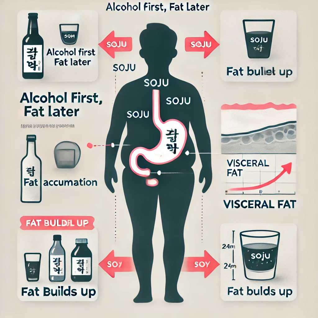술과 내장지방 관계 나타낸 일러스트