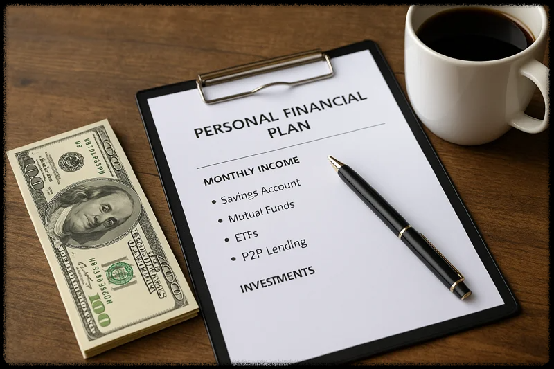 테이블 위에서 재테크 계획을 세우는 모습