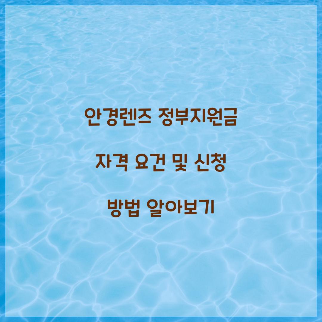 안경렌즈 정부지원금