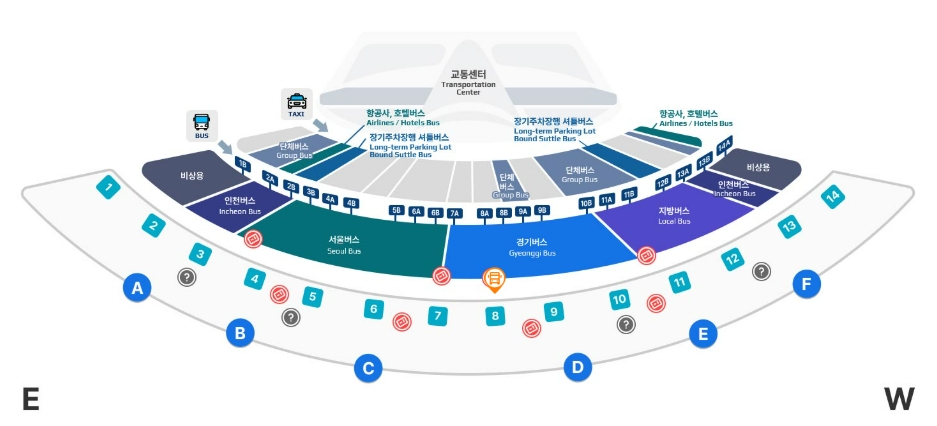 인천공항에서 별내KCC리무진 공항버스(8844번) 제 1여객터미널 타는 곳