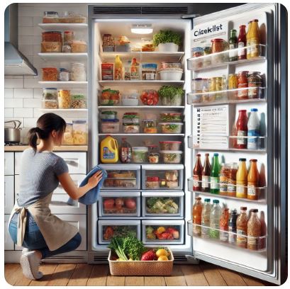 깔끔하게 정리 된 냉장고