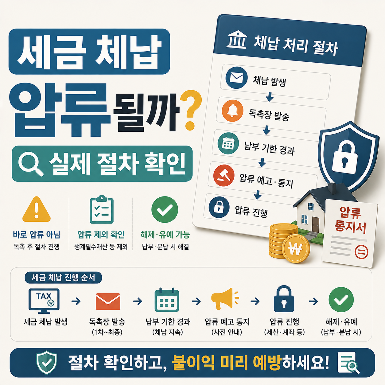 세금 체납과 압류 절차를 안내하는 이미지
