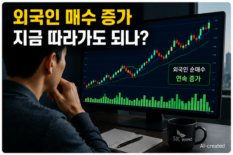 하이닉스 외국인 매수 흐름이 계속 증가하는 상황을 확인하는 투자자 모습