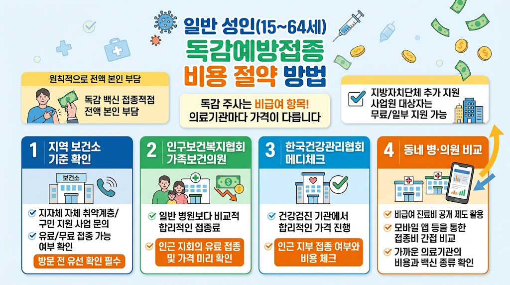 일반 병원 및 보건소 독감예방접종 비용 절약 방법