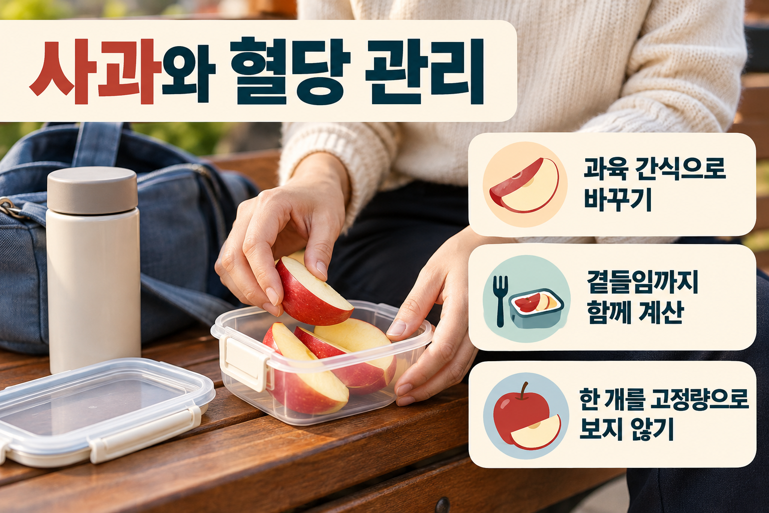 사과 &middot; 과육째 먹는 장점은 정해 둔 간식 안에서 살려요 실사 인포그래픽