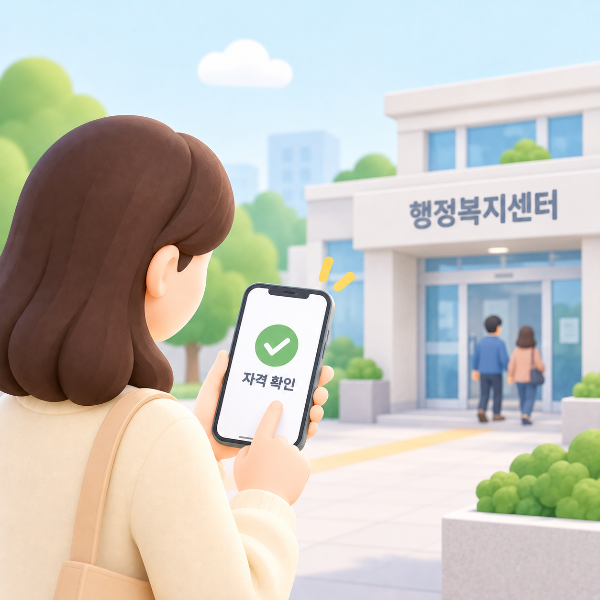 차상위계층 확인방법과 행정복지센터 신청을 표현한 이미지