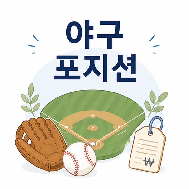 야구장 다이아몬드와 야구공, 글러브를 함께 배치해 야구 포지션을 설명하는 대표 이미지