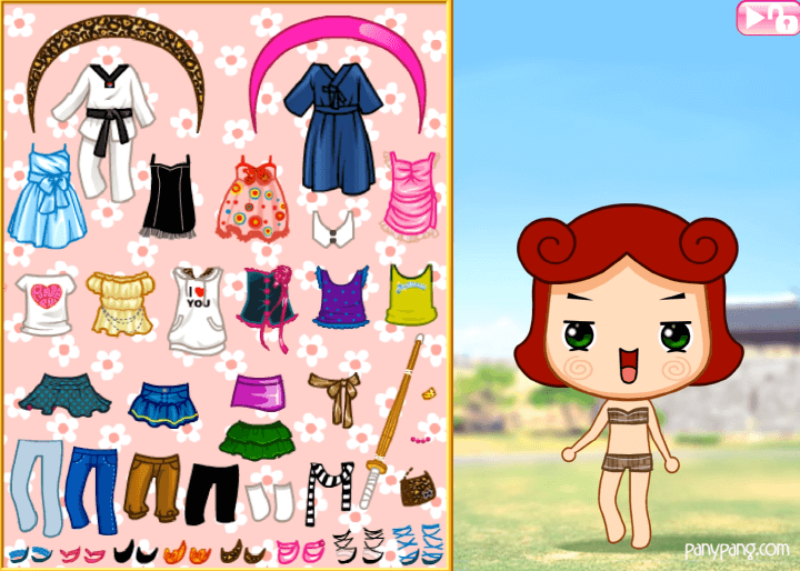 귀여운-코니콩-옷입히기-플래시게임-시작-화면