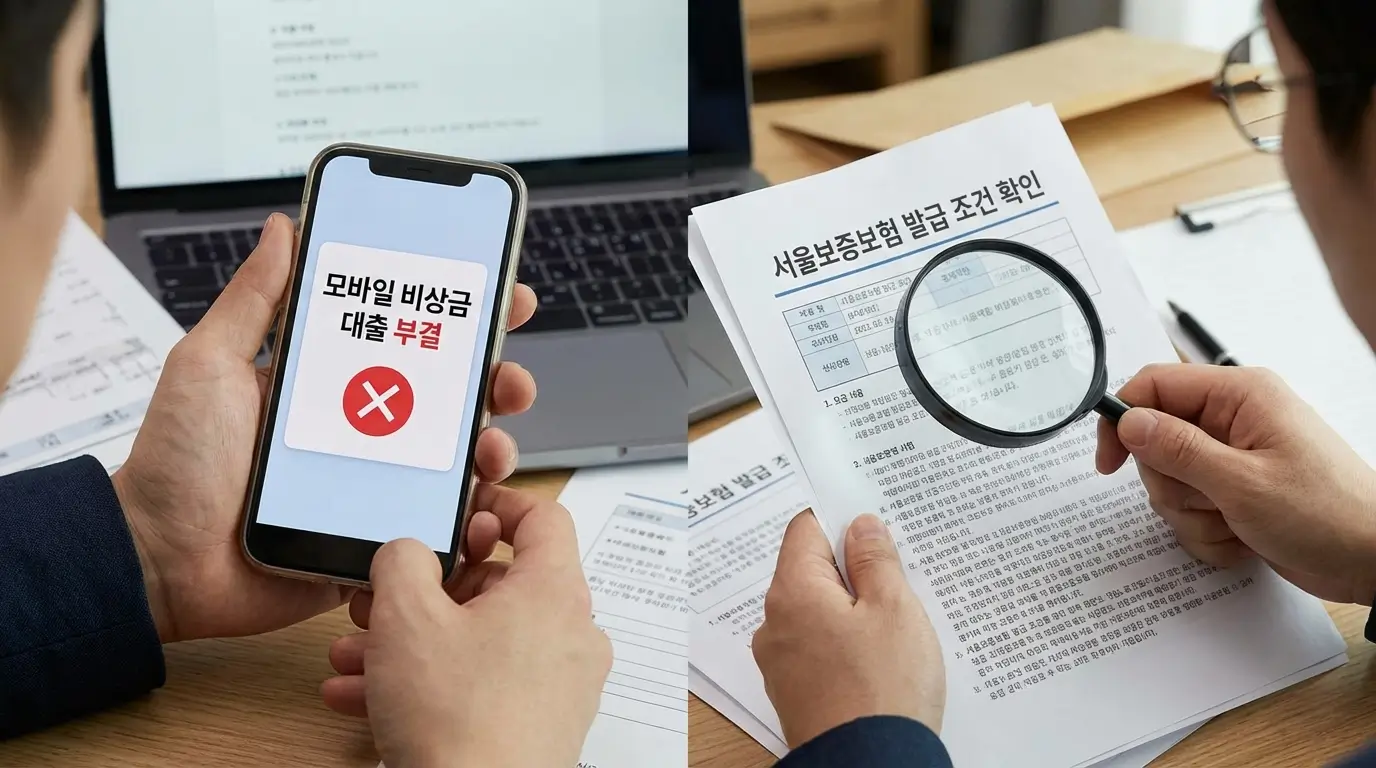 모바일 비상금 부결 및 서울 보증 보험 발급 조건 확인의 중요성