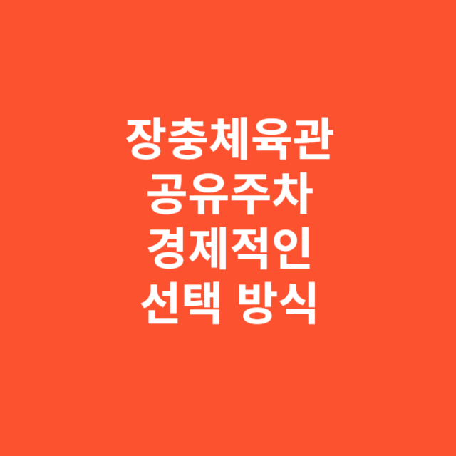 장충체육관 공유주차, 간편하고 경제적인 선택 방식