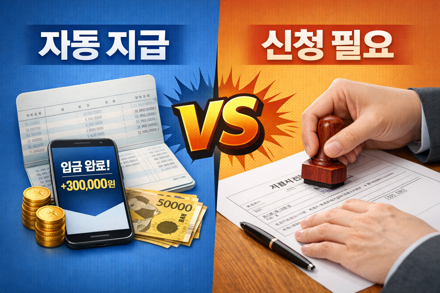 지원금 자동 지급과 신청 필요 여부를 지역별로 정리한 안내 이미지