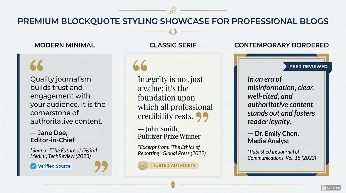 인용구 blockquote 스타일 고급화 6가지 &ndash; 출처 신뢰도와 전문성을 동시에 높이는 CSS 디자인 기법 참조 이미지
