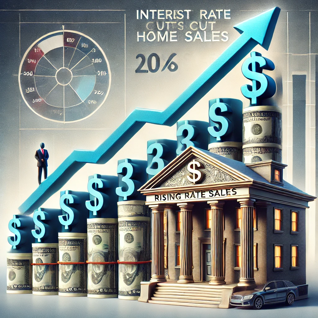 금리 인하 후 주택 판매 증가를 보여주는 막대 그래프