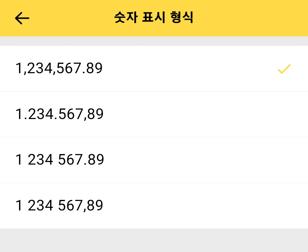 숫자 표시 형식