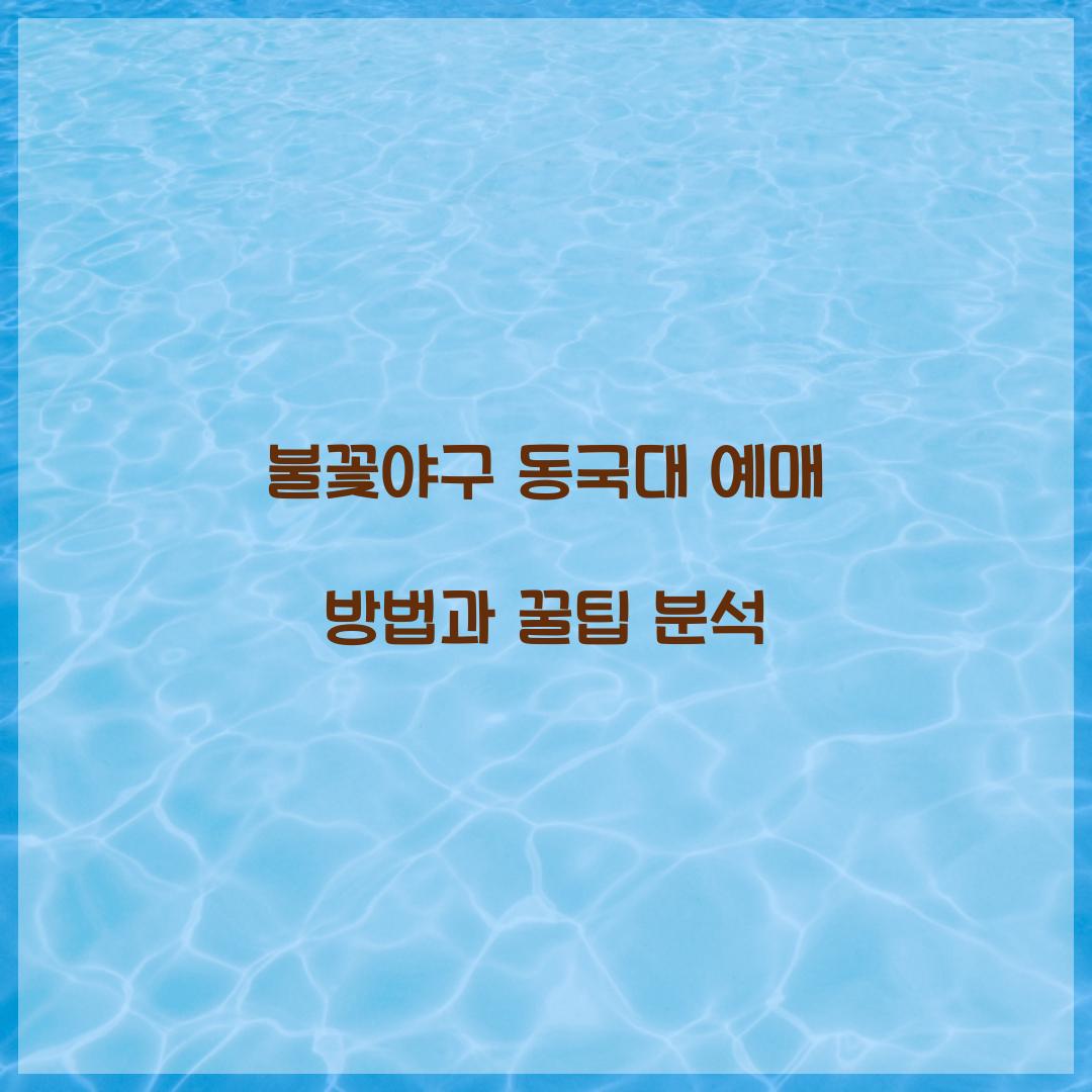 불꽃야구 동국대 예매