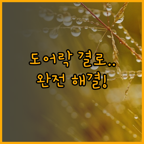 삼성 도어락 결로 오작동 방지법과 효..
