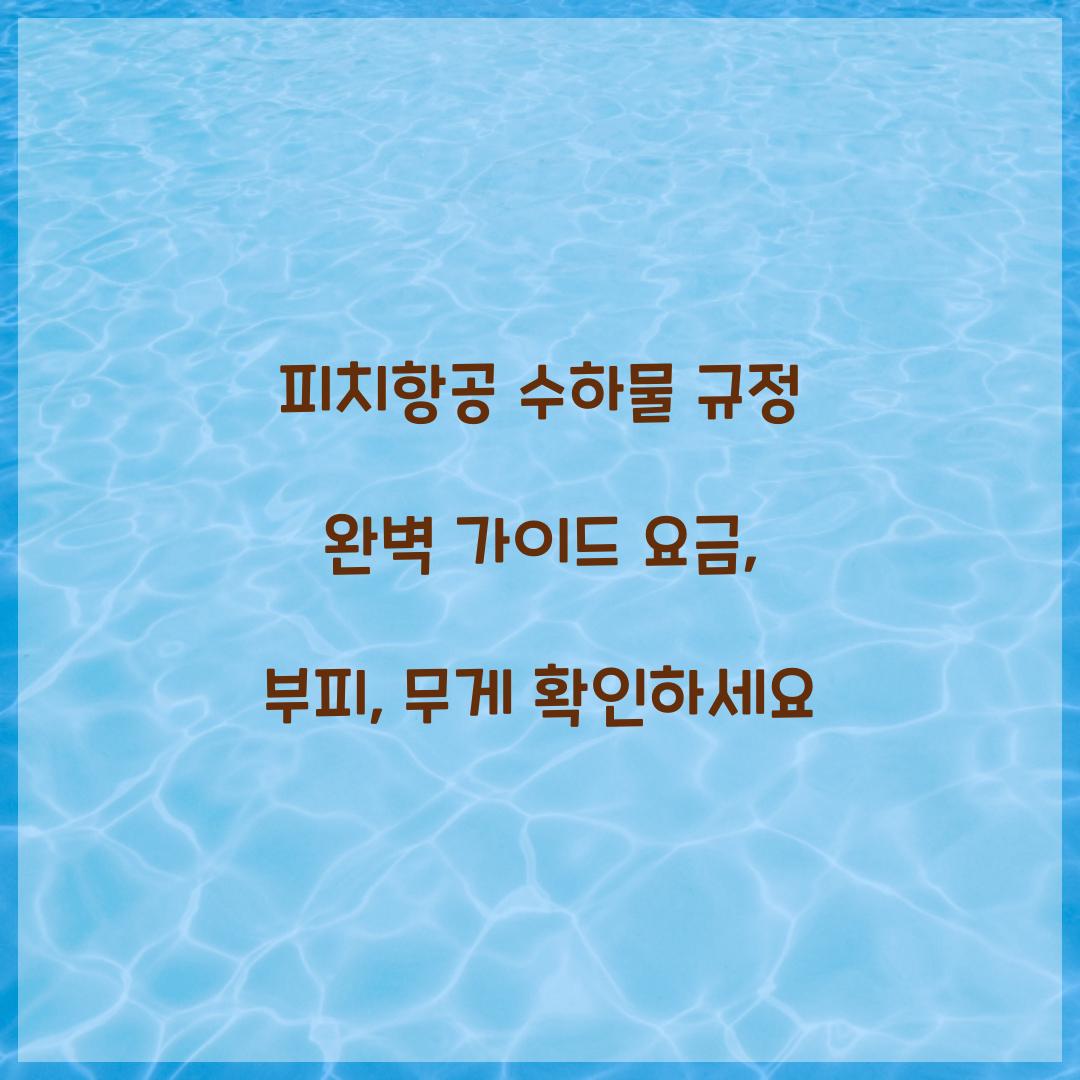 피치항공 수하물 규정