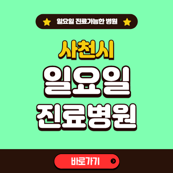 사천시 일요일 진료 가능한 병원 ❘ 주말 문여는 곳 총정리 (소아과, 내과, 안과, 치과, 피부과, 정형외과, 산부인과)