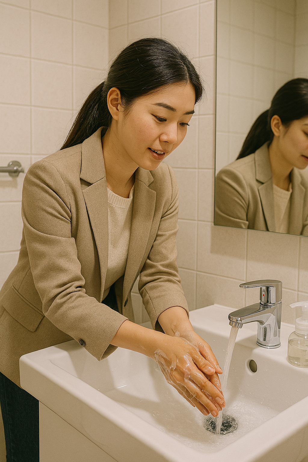 따뜻한 물에 샤워 후 영양제 먹는 사람