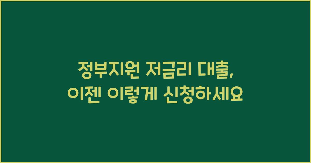 정부지원 저금리 대출
