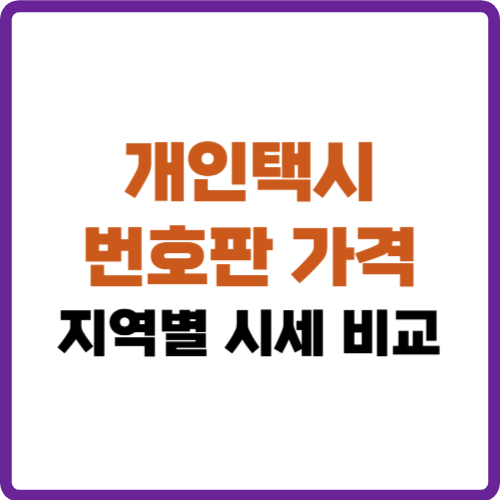 개인택시 번호판 가격