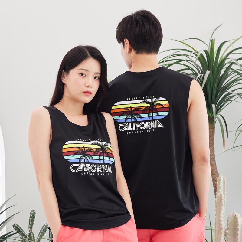 카미엘 자넷 캘리포니아 민소매 래쉬가드 남성 여성 커플 루즈핏 오버핏 수영복