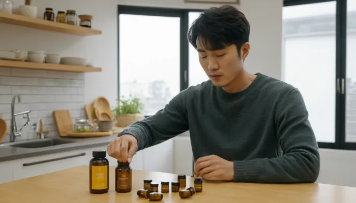 프로폴리스를 열어 면역력 높이는 영양제를 준비하는 모습