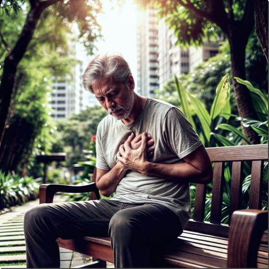 심장 통증이 생긴 순환기 장애 환자