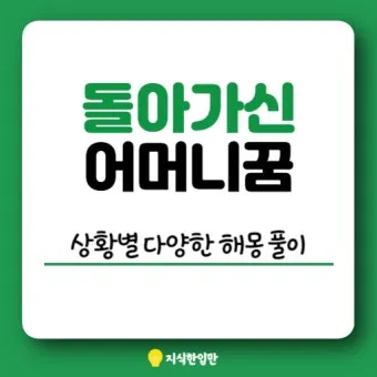 꿈에 돌아가신 어머니가 보이는 의미 정리_9