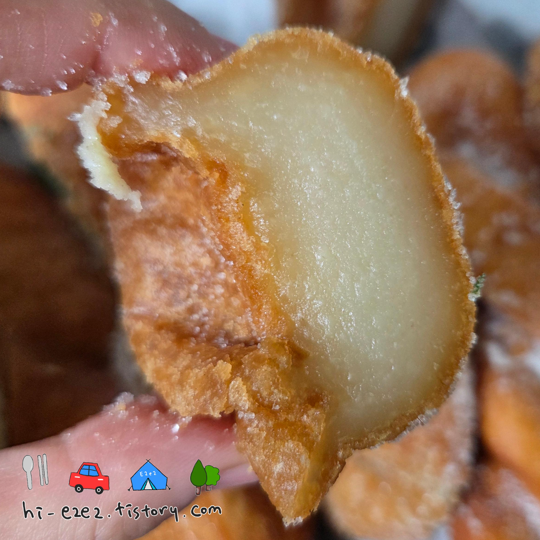 목포 미추리빵 찹쌀도넛 단면 찹쌀떡 속