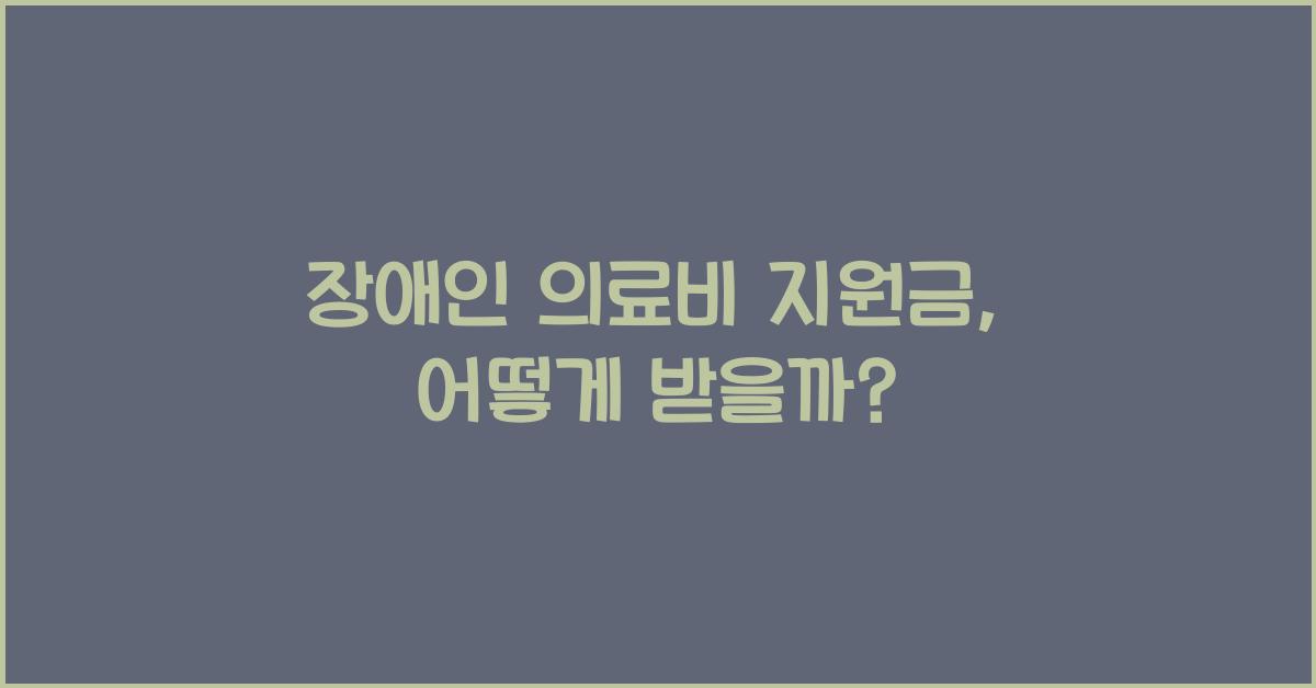 장애인 의료비 지원금