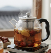 주전자에 대추 끊이는 사진