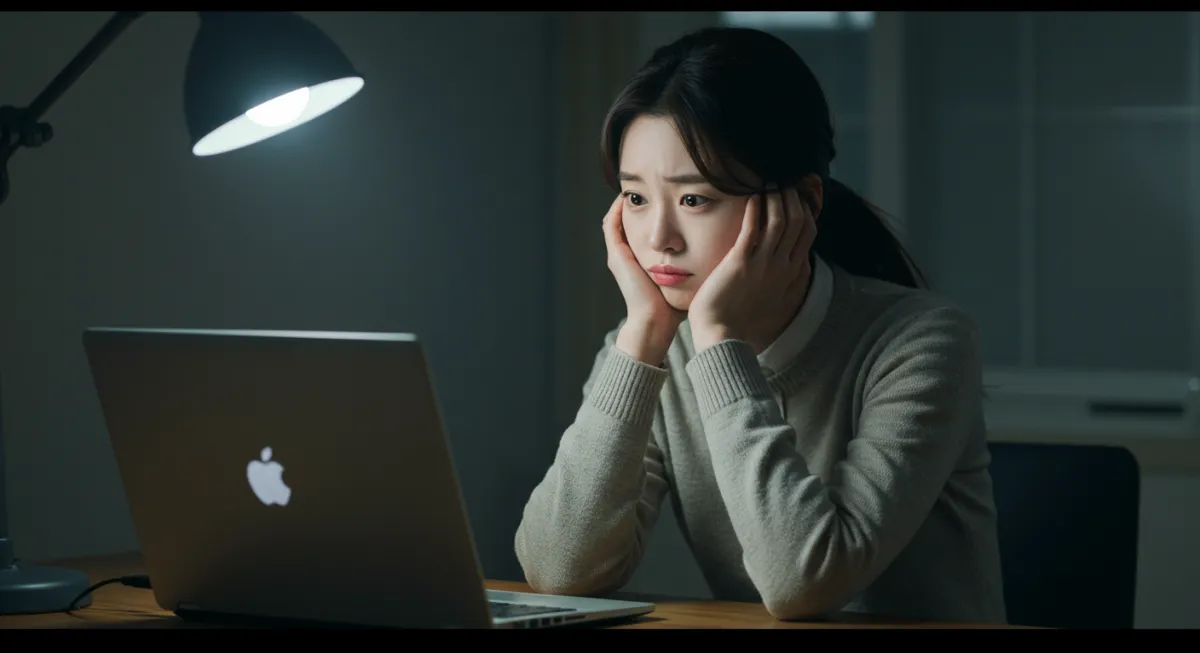 노트북-앞에서-고민하는-모습의-여성