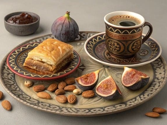 따뜻한 물에 우려낸 무화과 잎 차