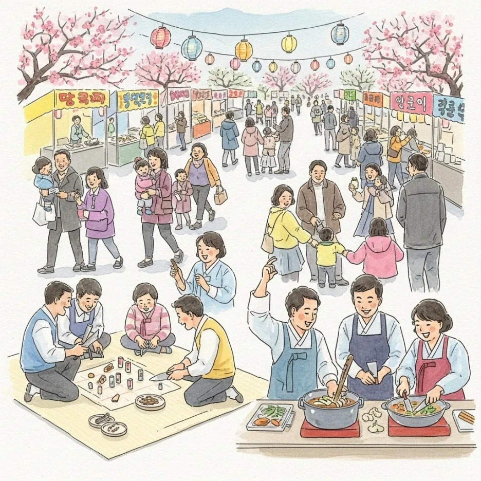 축제에서 다채로운 체험을 즐기는 모습