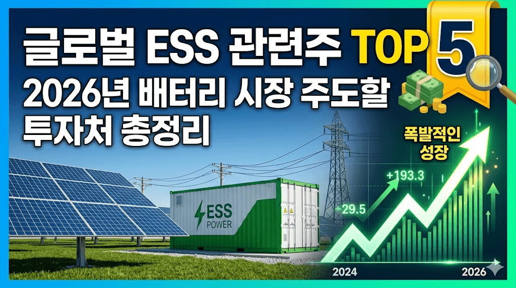 글로벌 ESS 관련주 TOP 5: 2026년 배터리 시장 주도할 투자처 총정리